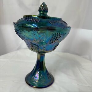Indiana Glass Iridescent Blue Compote
